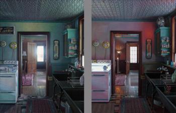 ‘Maiden,’ one of Eric Green’s 10 ‘Time Diptychs,’ featuring rooms in his Victorian house. Notice the light and composition differences between the two panels, as well as what appears and disappears. (Courtesy Eric Green)