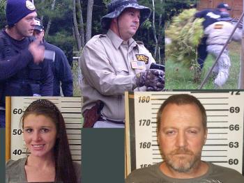 April Jones, of Orneville Township, and Kerry Hurd of Bangor, bottom right, were arrested Dec. 11 in connection with the September robbery of medical marijuana plants from a grower’s property in Winterport. The two other suspects, Jeffrey Hurd, top left, and Scott Roberts, top right, turned themselves into police Oct. 1 after they learned they had been identified and arrest warrants had been issued for them.