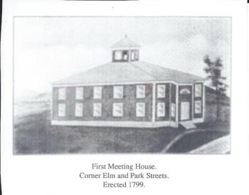 The Old Meeting House, which was once at the corner of Park and Elm streets in Camden.