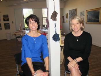 From left, The Art Loft founders Paula Apro of Rockland and Kathryn Matlack of Camden are friends and former Maine Media Workshop film students. (Photo by Kay Stephens)