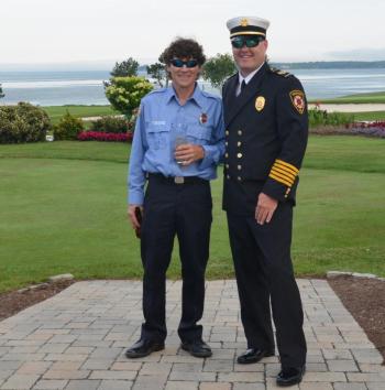Rockport Firefighter Levi Rollins and Rockport Fire Chief Jason Peasley. (Photo by Lynda Clancy)