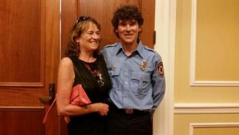 Rockport Firefighter Greg Rollins with his wife, Trina. (Photo by Sarah Shepherd)