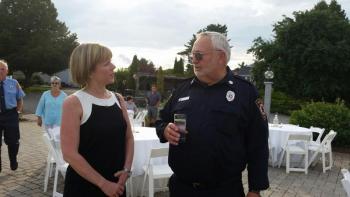 Laura Tripp and Rockport Firefighter Allen Mitchell. (Photo by Sarah Shepherd)
