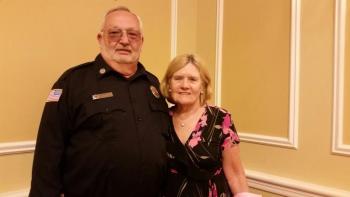 Rockport Firefighter Allen Mitchell with his wife, Marge. (Photo by Sarah Shepherd)