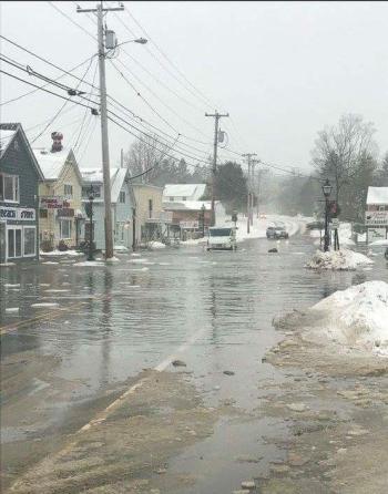 Lincolnville Beach at high noon, Jan. 4, sustained flooding, thanks to an astronomically high tide. (Photo courtesy Lincolnville Fire Department)