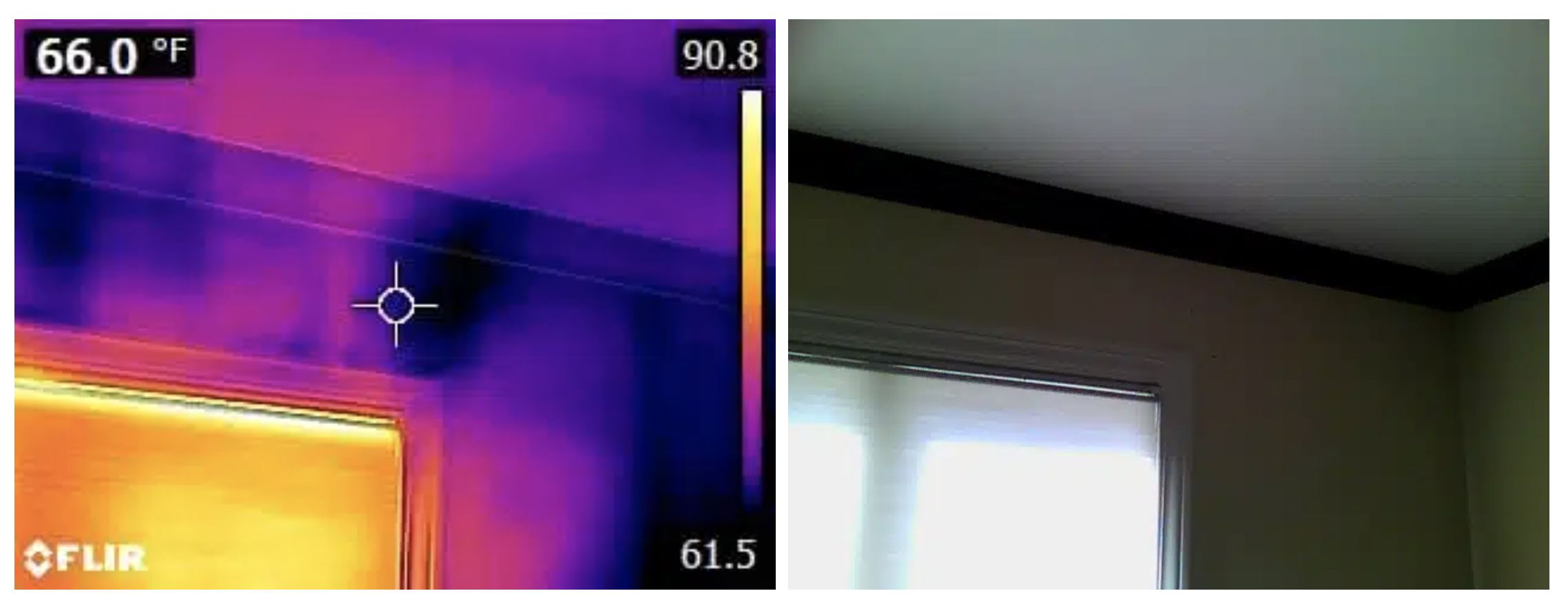 ir camera image of cold air leaking by window