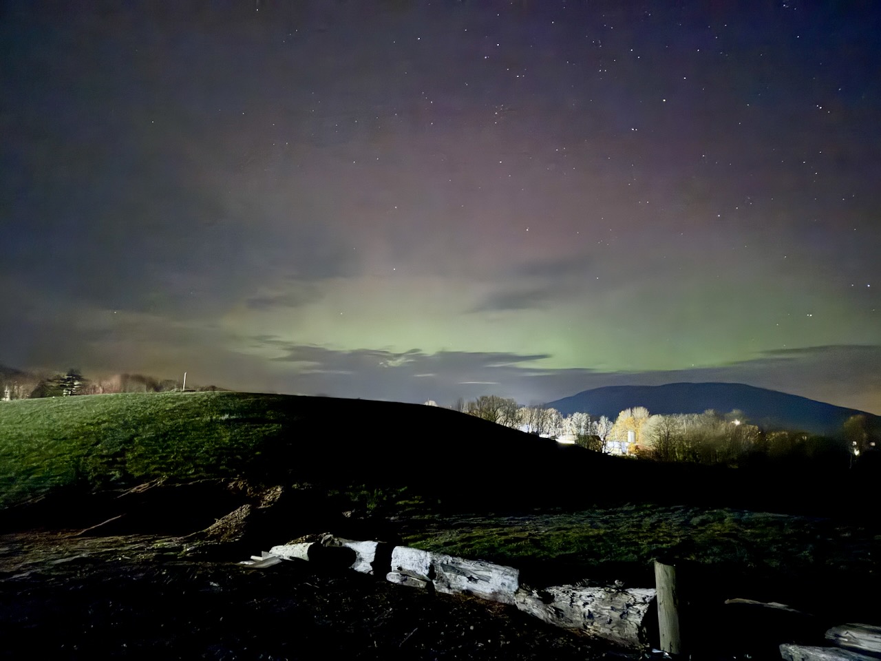 A view of the northern lights from the former quarry and landfill