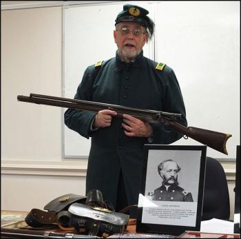 Sulin with a target rifle typical of what the Sharpshooters had trained on. 
