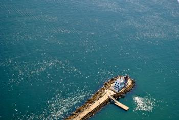 The Rockland Breakwater from the air. (Photo by Jenna Lookner)