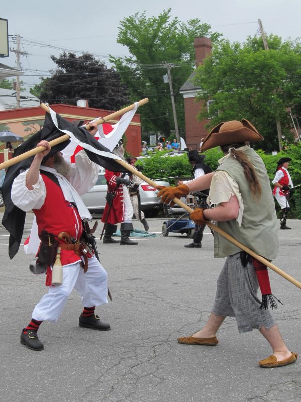 The Pirates using their theatrical fighting skills during Damaraiscotta's Pirate Days weekend this summer.