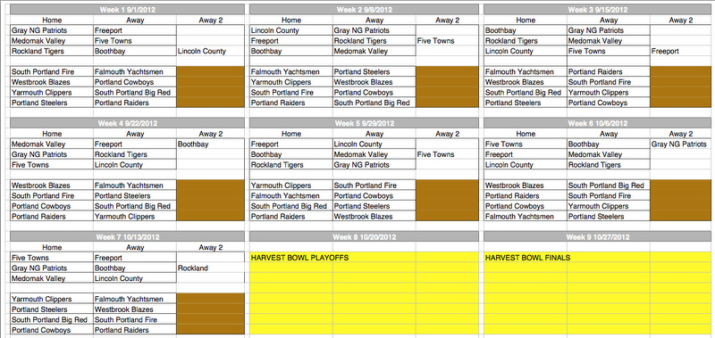 Rockland JV and Varsity game schedule.