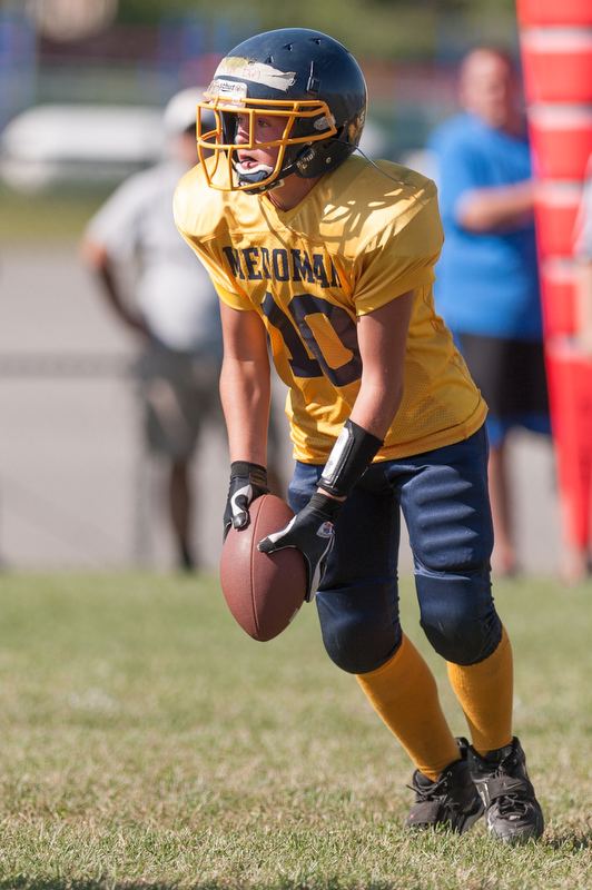 Oceanside versus Medomak Middle School preseason football scrimmage. Photo by Ron Hawkes