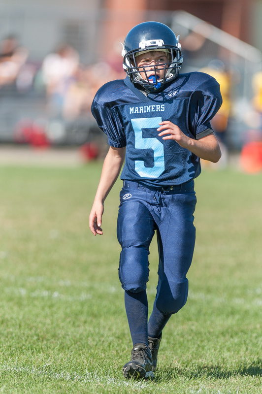 Oceanside versus Medomak Middle School preseason football scrimmage. Photo by Ron Hawkes