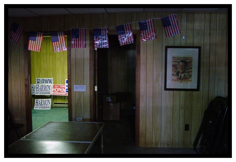 BELFAST – Storage room, Waldo County Republican Party headquarters, several days before the official opening.