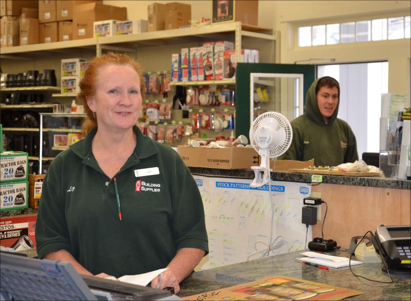 Liz Oden, at EBS in Camden, witnessed a run on candles and batteries and other supplies Sunday morning, Oct. 28. (Photo by Lynda Clancy)