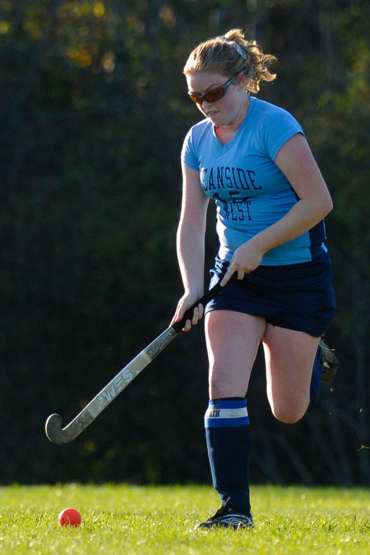 Oceanside's Alexis Mazurek was injured in the second half and had to be taken to the hospital to have her knee checked out. No information until the swelling goes down and they can do some xray's . (Photo by Ron Hawkes)