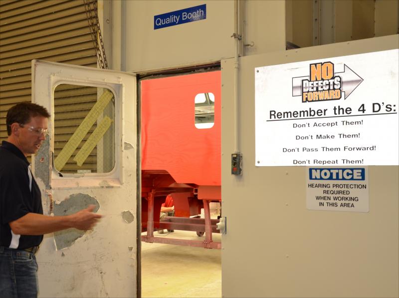 Brad White, and Pierce's 4-Ds: "No Defects Forward! Remember the 4 Ds. Don't accept them, don't make them, don't pass them forward, don't repeat them." (Photo by Lynda Clancy)