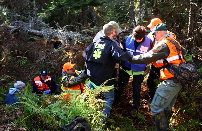 Rescuers during Saturday's mass casualty drill were evaluated in everything they did, including how safely and effectively they extricated injured victims from precarious places. (Photo by Holly S. Edwards)
