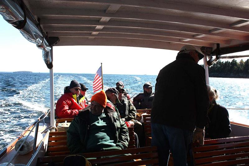 The ride back to Camden aboard 'Betselma' following Saturday's exercise on Lasell Island. (Photo by Holly S. Edwards)