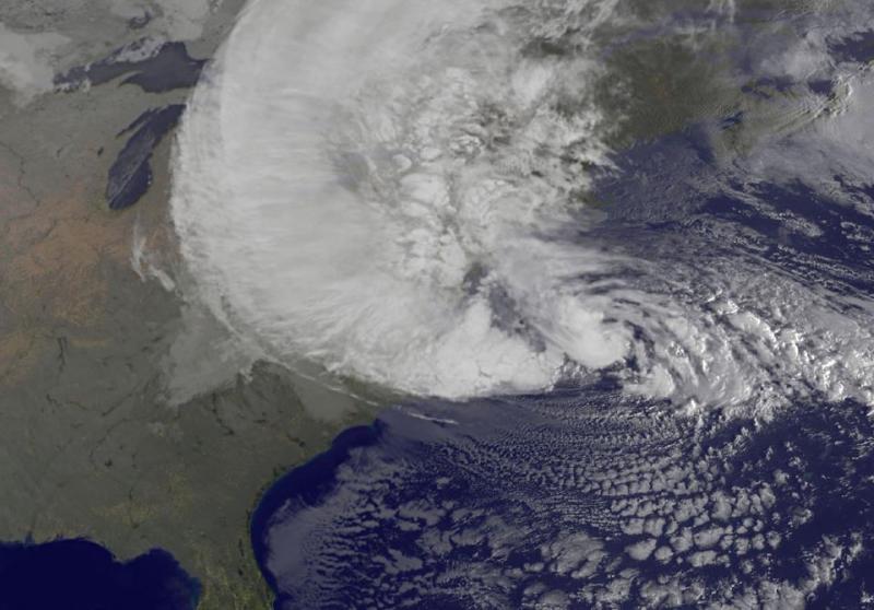 As of 5 a.m. Oct. 29, the center of Hurricane Sandy was about 410 miles east-southeast of Washington, D.C., moving north at 15 miles per hour, with maximum sustained winds of 85 miles per hour. The storm is expected to make landfall along the southern New Jersey coast tonight. Tropical storm force winds extend almost 500 miles from the center. Here's the latest NOAA GOES-13 satellite image of Sandy from this morning.