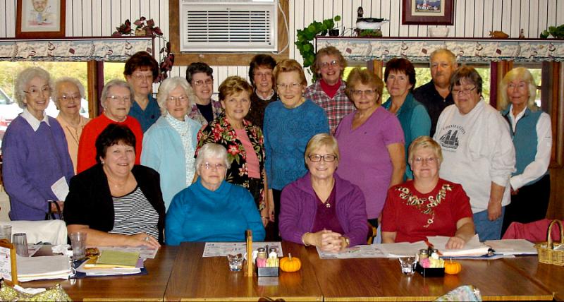 Seated, left to right; Linda Gundel, treasurer; Mary L. Marston, president; Eileen Nuppula, vice president; and Jennifer Woodward, secretary. Second row, left to right: Madelyn Dean, Dot Curtis, Maxine Philbrook, Linda Woodman, Beth Guisetey, Judy Howlett, Jane Sternberg, and Pat Snow. Back row, left to right: Hazel Peabody, Joanne Bracket W. Callahan, Nancy Connon, Sharon Spaulding, Joan Hall, and Mike Bowers.