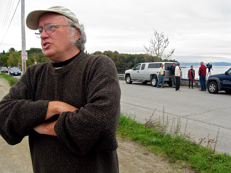 Activist Ron Huber stands on the Sears Island causeway Oct. 4 after the announcement of a new advocacy group, Friends of Penobscot Bay. Representatives of the fishing and tourism industries and others formed the umbrella organization to address changes occurring in the marine ecosystem of the bay. (Photo by Ethan Andrews)