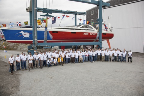 It takes a crew, a large crew, to build a yacht such as the Kiwi Spirit.