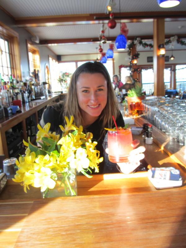 Bartender Stacy Campbell posing with her signature cocktail. (Photo by Kay Stephens)