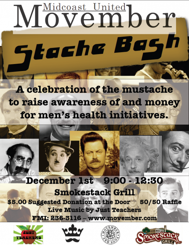 Dec. 1 Movember party at The Smokestack Grill in Camden