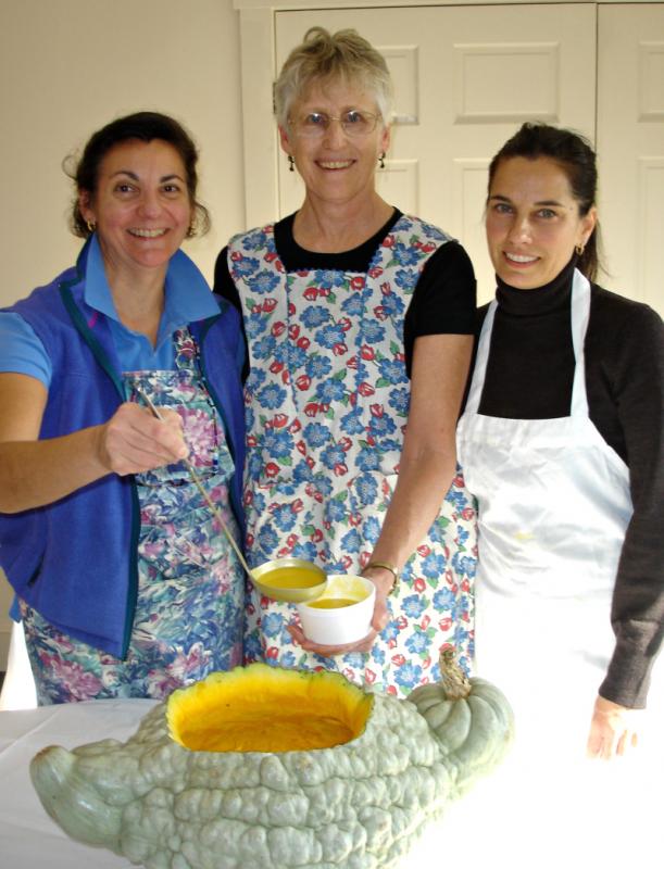 Serving Jarradale Soup: Maria Bradeen, of Camden; Peggy Pickering, of Camden; and Melissa Kelly, of South Thomaston.