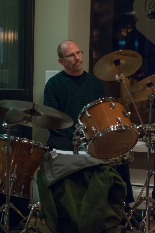 Philip Anderson sits in on drums whenever he is asked, here with Vicky Anders not shown. (Photo by Ron Hawkes)