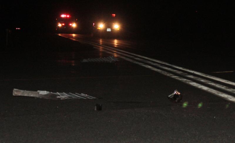 Debris from Friday night's crash on the taxiway leading from the Knox County Flying Club's hangars to the runway at Knox County Regional Airport. (Photo by Holly S. Edwards)