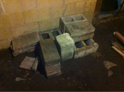 Cinder blocks and bricks (Westbrook)