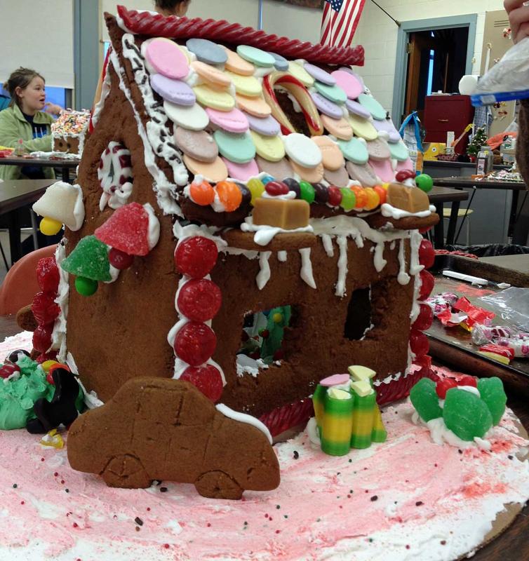 On Monday, students were getting close to completing their gingerbread houses. (Photo courtesy Kristen Andersen)