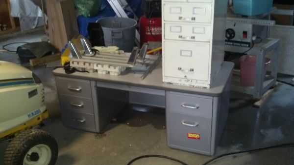 Free durable metal desk and file drawer (Winthrop)