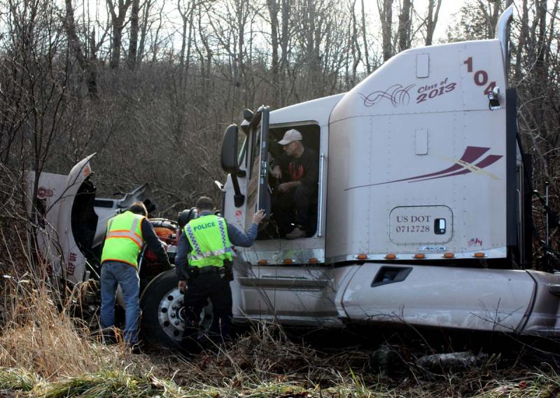 Tractor trailer driver Ronald Goguen of New Brunswick said he "didn't have a chance to do nothing" when the other driver ran the stop sign. (Photo by Holly S. Edwards)