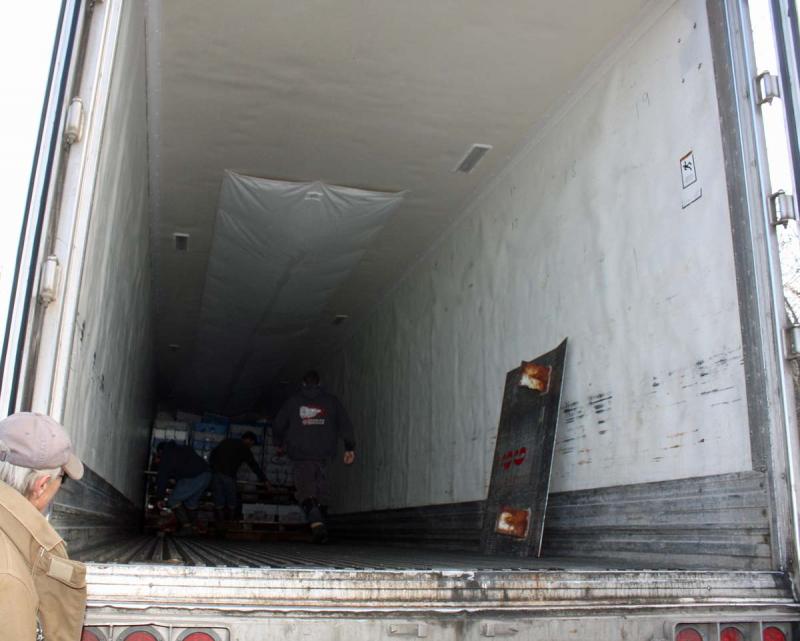 Ronald Goguen was hauling 62 crates of lobster, and en route to pick up 100 more down the road when the crash occurred. (Photo by Holly S. Edwards)