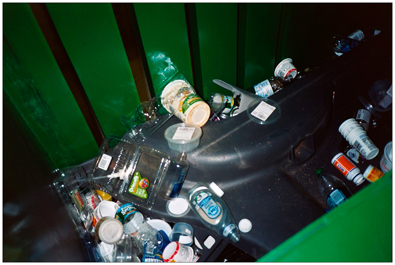 BELFAST - The first contributions to the city transfer station's broadly expanded plastics recycling program, shown inside the new baler bought for the job.