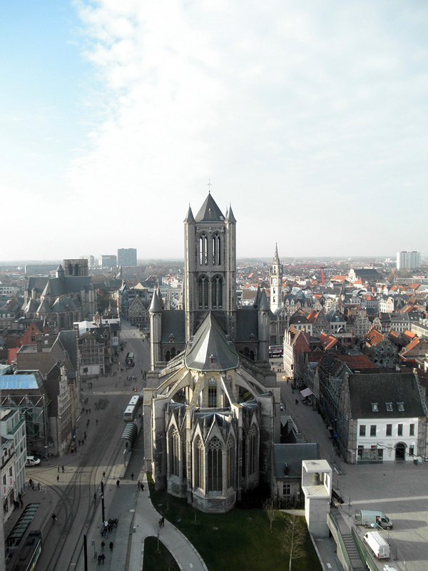 A few minutes and 256 steps later, looking out of the belfry at cathedral number one (ok, a little more than a few minutes...). (Photo by Ari Snider)