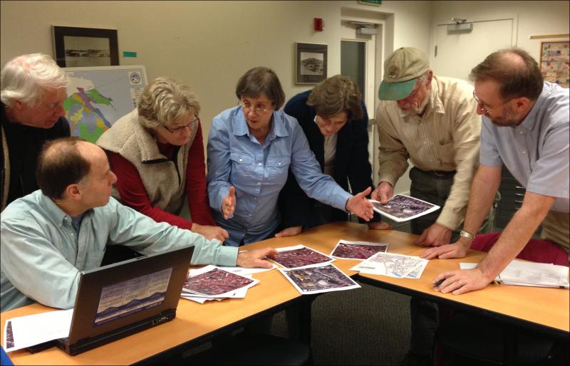 The Camden-Rockport Pathways Committee meets the first Wednesday of each month, either at the Rockport or Camden town office. On Dec. 5, committee members convened in Rockport, with Anita Brosius-Scott and Geoff Scott, of Camden; Robert Davis, of Camden; Kathleen Bachus, of Camden; Helen Shaw, of Rockport; Richard Stetson, of Camden; and, Rockport Select Board representative Ken McKinley (Photo by Lynda Clancy)