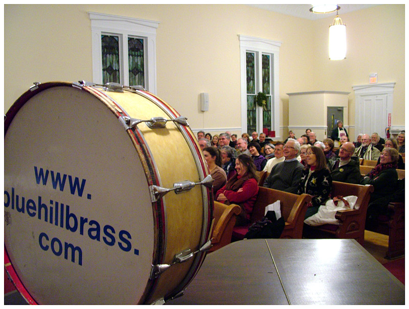 The audience at the First Baptist Church reacts to the Blue Hill Brass Band. (Photo by Ethan Andrews)