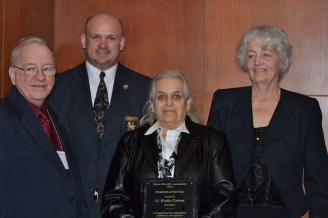 From left, Knox County Jail Administrator John Hinkley, Chief Deputy Tim Carroll, Asst. Jail Administrator Lt Kathy Carver and Sheriff Donna Dennison at the Jan. 10 Maine Sheriff's Association Conference in Portland, where Carver was honored as MSA employee of the year. (Photo courtesy Knox SO)