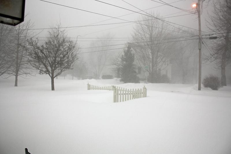 The view up Chestnut Street in Camden during the blizzard. (Photo by Holly S. Edwards)
