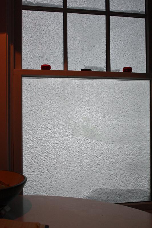 This is what wind-driven snow looks like, from the inside. (Photo by Holly S. Edwards)