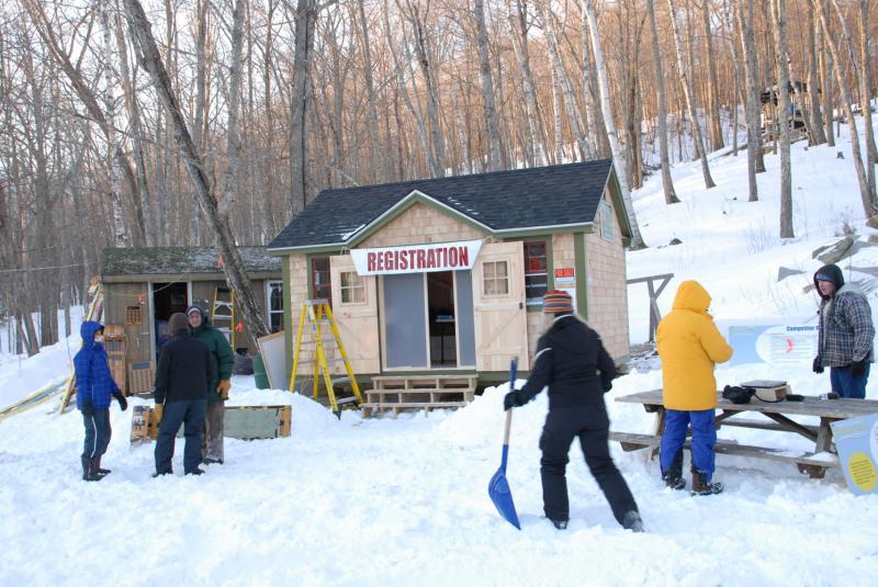 Many arrived on site at the chute carrying shovels Sunday, but the Snow Bowl crew did a great job readying the venue -- during Saturday's blizzard. (Courtesy Snow Bowl/by Dave Ridley)