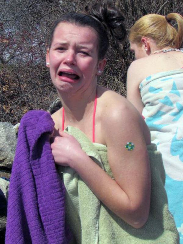 Miss Stephanie Hill obviously was not happy with just how cold it was! (Photo Courtesy of Norma Hunt)