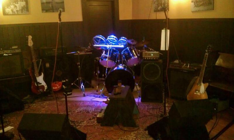 Setting up the floor for The Dolphin Strikers. (Courtesy Billy's Tavern)