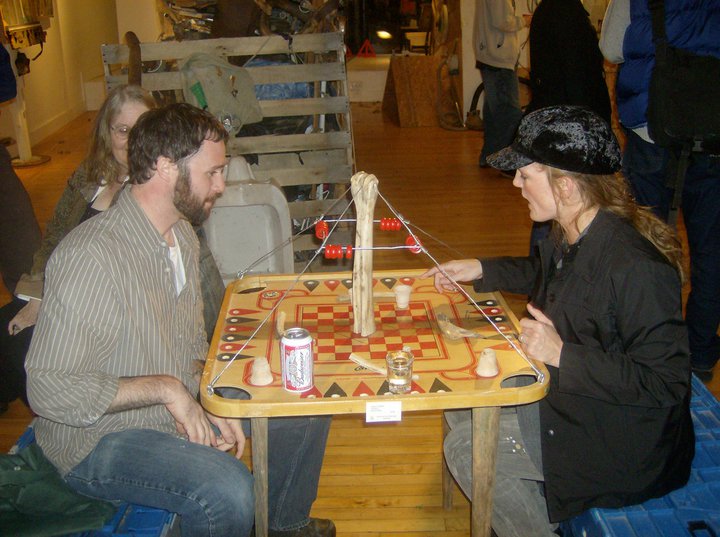 Playing a game of "Jawbone" with Jared Cowan in 2010. (Photo by Kay Stephens)