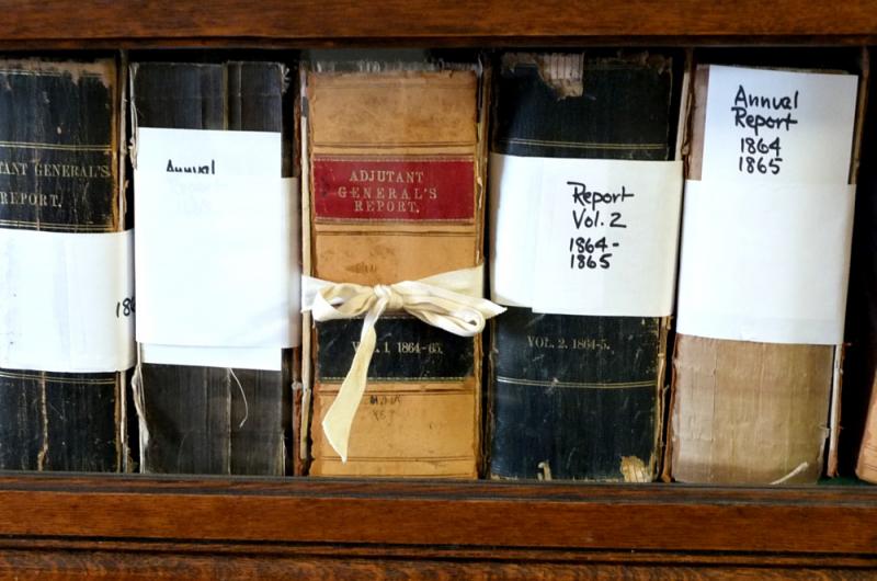 A set of books from J.P. Cilley, who was the Adjutant General for the Bugle, a Civil War journal.