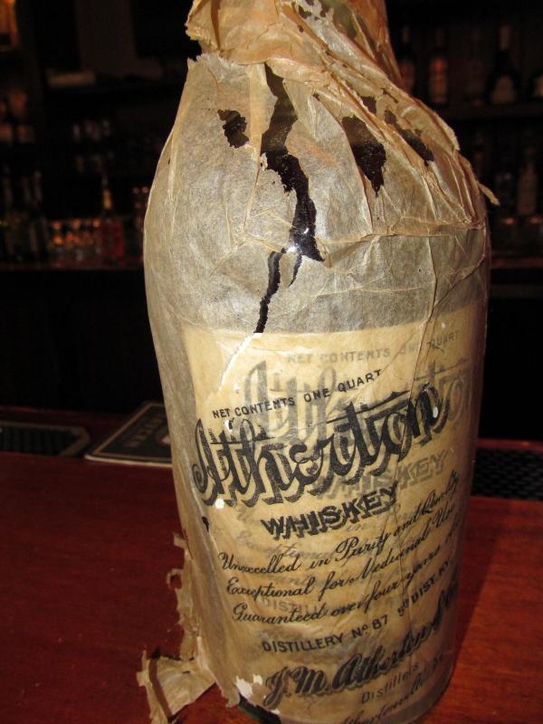 Atherton whiskey in its original tissue paper sleeve. (Photo by Kay Stephens)
